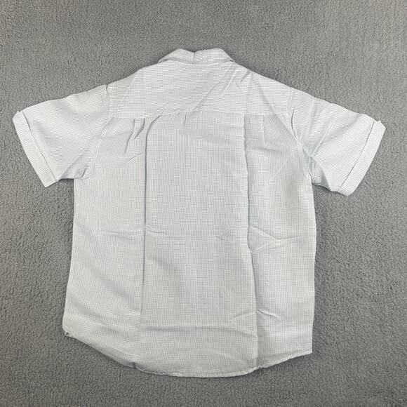 Centro Men's Large White Blue Striped Pattern Short Sleeve Button Up Shirt - Picture 12 of 16